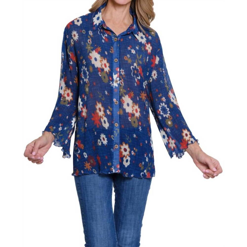 NEW MULTIPLES three-quarter sleeve button front p… - image 1